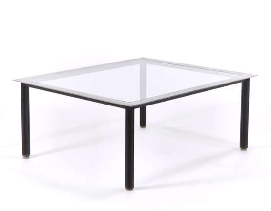Coffe table of the series "T10 Fasce Cromate". Produced by Azucena, Milan, 1957. Black lacquered metal frame, chromed feet, chromed metal perimeter. (120x51x100 cm.) (slight defects) - photo 2