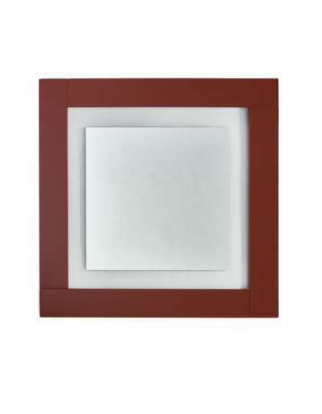 Wall mirror. Produced by Azucena, Milan, 1970s/1980s. Red lacquered wood, glass. (100x100 cm.) - Foto 1
