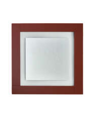 Wall mirror. Produced by Azucena, Milan, 1970s/1980s. Red lacquered wood, glass. (100x100 cm.)