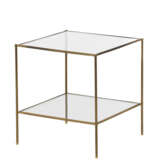 Coffe table model "T12". Produced by Azucena,, 1960s. Brass frame and two glass shelves. (41.5x45x41.5 cm.) (slight defects) - фото 1