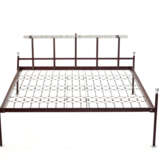 Rare double bed model "Spagnolo". Produced by Azucena, Milan, 1961. Chromed and painted dark red metal frame. (184x96x203 cm.) (slight defects) - photo 1