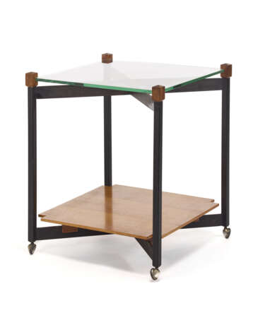 Custom-designed trolley. 1970s. Black painted steel frame, upper crystal top supported by solid wood elements, lower wooden top. (59.5x70.5x59.5 cm.) (slight defects) | | Provenance | Private collection, Como - фото 2