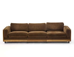 Sofa model "920". Produced by Cassina, Meda, 1966. Wooden paneled sides and brown velvet cushions. (244.5x52x75 cm.) (slight defects) | | Provenance | Private collection, Italy