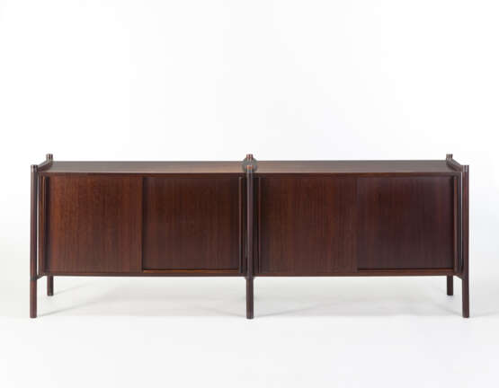 Sideboard with four sliding doors model "Archimede". Produced by Gavina,, 1960s. Solid and veneered wood. (211.5x73.5x44 cm.) (slight defects) - photo 1