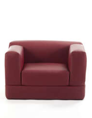 Armchair model "Container". Produced by Rossi di Albizzate, Italy, 1970s. Upholstered in red leather. (102x63.5x74.5 cm.)
