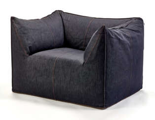 Armchair model "Le Bambole". Produced by B&B, Italy, 1990s. Dark grey 'Denim' fabric upholstery. Fabric label of the manufacture. (99x73.5x76 cm.)
