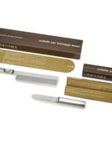 Two knives one for soft cheese and one for hard cheese of the series