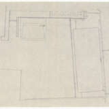 Lot of drawings and sketches relating to the project for Casa Scatturin in Venice and in particular the study of the bathroom containing: five sheets with surface calculations, eight heliocopies, including two general plans of the house with handwrit - Foto 9