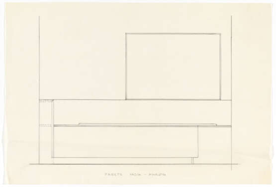 Lot of drawings and sketches relating to the project for Casa Scatturin in Venice and in particular the study of the bathroom containing: five sheets with surface calculations, eight heliocopies, including two general plans of the house with handwrit - Foto 11