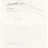 Lot of drawings and sketches relating to the project for Casa Scatturin in Venice and in particular the study of the bathroom containing: five sheets with surface calculations, eight heliocopies, including two general plans of the house with handwrit - Foto 14