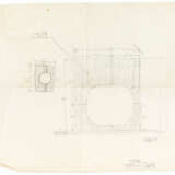 Lot of drawings and sketches relating to the Salviati shop project containing: two heliocopies, one drawing on transparencies, two sketches on paper, two sheets with surface calculations. Venice, 1958-60ca. Graphite, pen and coloured pencils on paper - фото 4