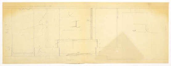 "Negozio Olivetti a Venezia" | Lot consisting of three sheets: the first and second by Carlo Scarpa's collaborators with studies for the cladding of the central pillar in Aurisina stone slabs interspersed with courses in muntzmetall; the third a heli - Foto 6