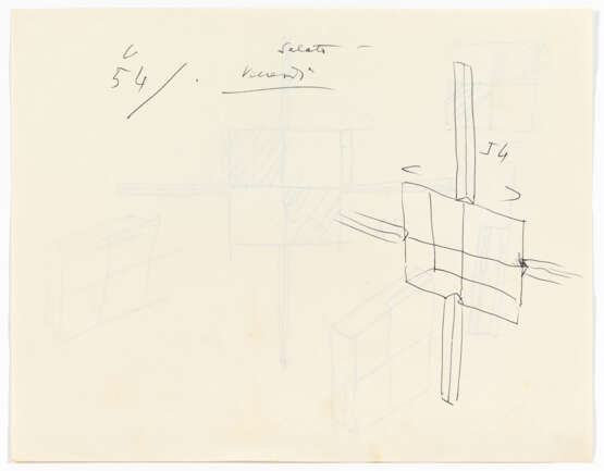 Lot consisting of five sheets concerning the Brion Tomb project, relating to the study for a variant of the polychrome marble inlay decoration of the chapel doors. Bearing autograph annotations by the architect. Venice, 1970-78ca. Graphite, pen and c - photo 3