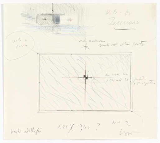 Lot consisting of five sheets concerning the Brion Tomb project, relating to the study for a variant of the polychrome marble inlay decoration of the chapel doors. Bearing autograph annotations by the architect. Venice, 1970-78ca. Graphite, pen and c - Foto 4