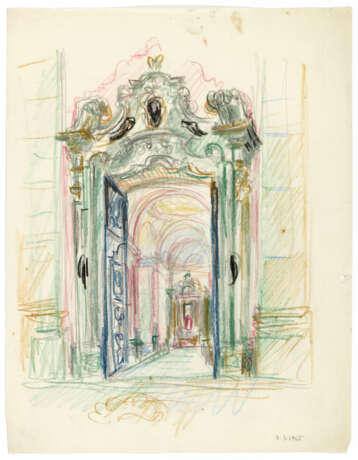 "Portale della Santa Casa di Tresivio" | Coloured pencil drawing on paper. 1945. Dated on the bottom right 3.3.1945. (28.2x22.5 cm.) (slight defects) - фото 2
