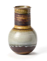 Polychrome painted stoneware vase. Execution by Ceramica Arcore, Italy, 1970s. Marked "CA" at the base. (h 21 cm.)