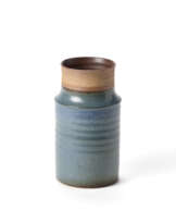 Polychrome painted stoneware vase