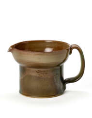 Polychrome painted ceramic jug. Execution by Ceramica Arcore, Italy, 1970s. (h 14 cm.; d 13.5 cm.)