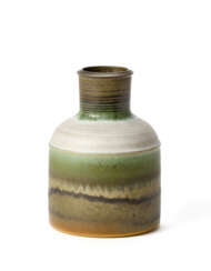 Polychrome painted stoneware vase. Execution by Ceramica Arcore,, 1970s. (h 15.8 cm.)
