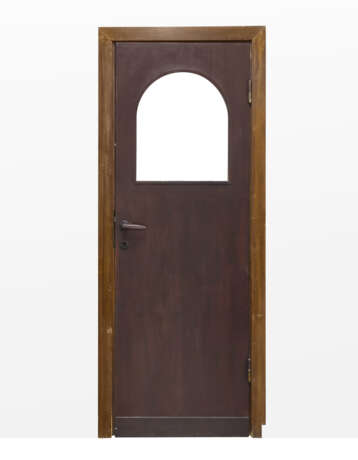 Dark wooden door with glass lunette. Dark brown bakelite handles. Milan, 1932. (82x201 cm.) (defects) | | Provenance | Andreani Apartment, via Monte Velino, Milan - фото 1