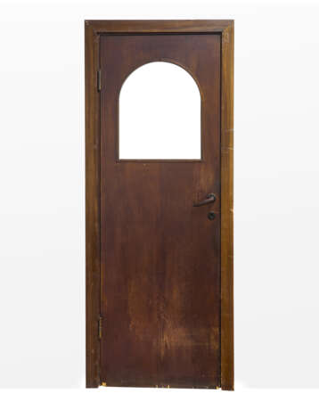 Dark wooden door with glass lunette - photo 1