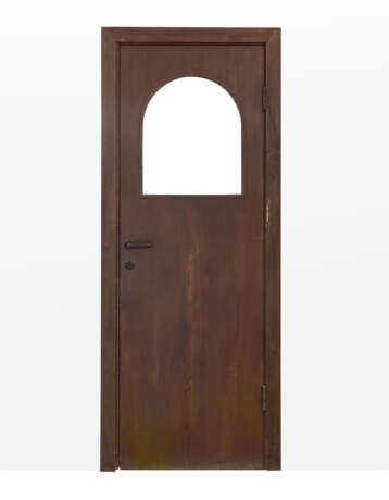 Dark wooden door with glass lunette - фото 2