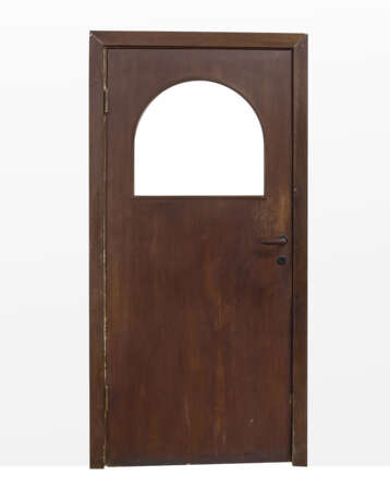 Dark wooden door with glass lunette - photo 1