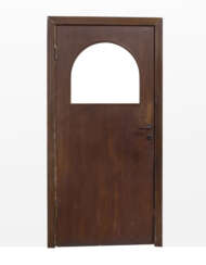 Dark wooden door with glass lunette. Dark brown bakelite handles. Milan, 1932. (102x201.5 cm.) (defects) | | Provenance | Andreani Apartment, via Monte Velino, Milan