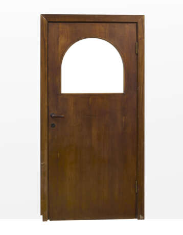 Dark wooden door with glass lunette. Dark brown bakelite handles. Milan, 1932ca. (101x201 cm.) (defects) | | Provenance | Andreani Apartment, via Monte Velino, Milan - Foto 1