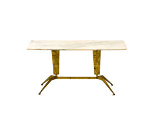 Coffe table with metal base and rectangular marble top