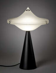 Table lamp model "Alien ". Produced by Tre Ci Luce, Italy, 1970s. Painted metal frame, double glass lampshade. (h 40 cm.)