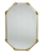 Seguso Vetri d'Arte. Octagonal double-framed wall mirror made of colourless clear glass with gold leaf inclusion and brass elements