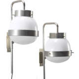 Pair of wall lamps model "Delta". Produced by Artemide,, 1960. Nickel-plated brass frame, glass light diffuser. (h 64.5 cm.) (slight defects) - photo 2