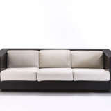 Sofa model "Saratoga". Produced by Poltronova, Florence, 1964ca. Black lacquered wooden frame, seat and back cushions in alcantara. (211.5x62.5x94 cm.) (defects) | | Literature | G. Gramigna, Repertorio del design italiano 1950 - 2000 per l'arredam - photo 2