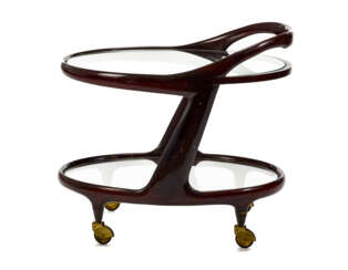 (Attributed) | Serving trolley. Italy, 1950s. Solid mahogany frame and glass tops. (72x35x52.5 cm.) (slight defects)