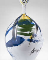 Polychrome enamelled ceramic vase