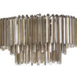 Large chandelier of the series "Trilobo". Murano, 1970s. Metal rod frame, transparent yellow and lattimo submerged glass pendants. (h 45 cm.; d 90 cm.) (defects and losses) - Сейчас на аукционе