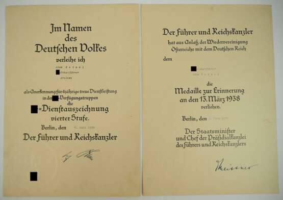 Urkundenpaar eines SS-Scharführers aus Arolsen. - photo 1
