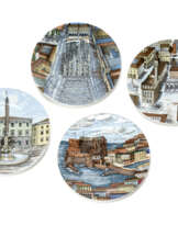 Lot of four plates depicting the cities of Catania, Naples, Florence and Milan of the series