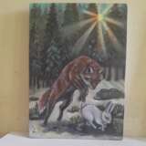 Red fox hunter. Leinwand auf dem Hilfsrahmen Acryl Impressionismus animal figure Ukraine 2024 - Foto 3