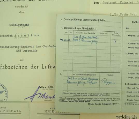 Urkundennachlass eines Oberleutnant des V./ Luftnachrichten-Regiment des Oberbefehlshaber der Luftwaffe. - фото 3