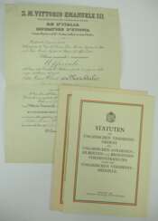 Italien: Orden der Krone von Italien, Offizierskreuz Urkunde für den deutschen Legations-Sekretär Dr. Hans Ulrich von Marchtaler.