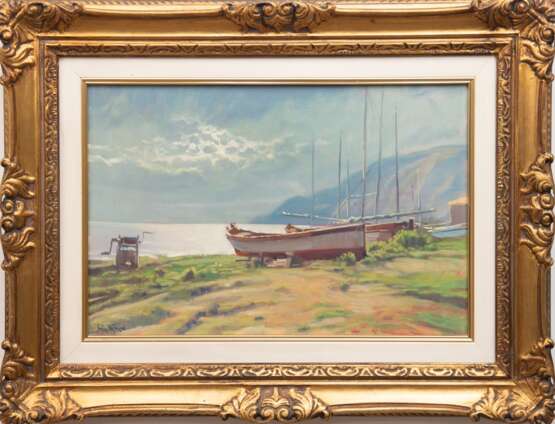 Vaccaro, Giacomo (1953 Sasetta/ Italien) "Segelboote am Seeufer", Öl/ Lw., sign. u.l., 40x60 cm, Rahmen - photo 1