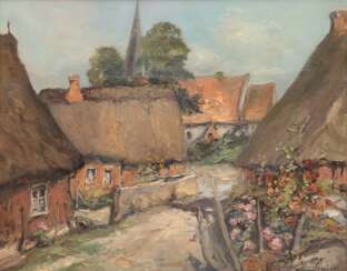 Runge, Jürgen (1929 Stettin-1992 Cismar/Kiel) &quot;Brügge in Holstein&quot;, Öl/ Hartfaser, sign. u.r., 50,5x60 cm, Rahmen