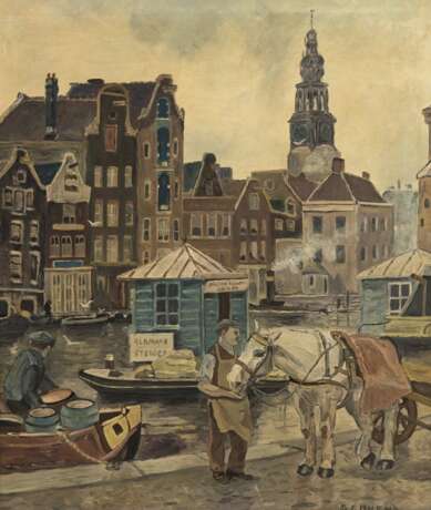 Cohen, G. (Niederländischer Künstler um 1920) "Ansicht von Alkmar", Öl/ Lw., sign. u.r., 60x50 cm, Rahmen - photo 1