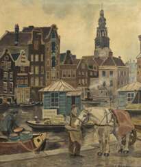 Cohen, G. (Niederländischer Künstler um 1920) &amp;quot;Ansicht von Alkmar&amp;quot;, Öl/ Lw., sign. u.r., 60x50 cm, Rahmen