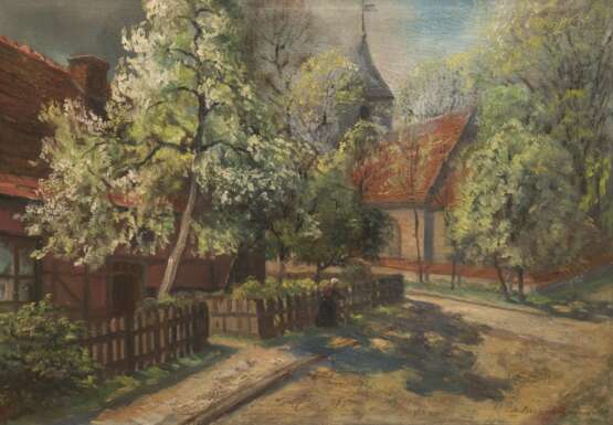 Borchert, W. (Deutscher Maler um 1920) "Dorfidylle", Öl/ Lw., sign. u.r., 47x60 cm, Rahmen - фото 1