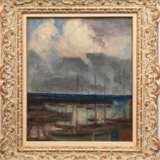 Hübner, Ulrich (1872 Berlin-1932 Neubabelsberg) "Fischerboote im Hafen", Öl/ Lw./ Platte, sign. u.r., 49x38 cm, Rahmen (Impressionistischer Landschafts- und Marinemaler, studierte an der Akademie Karlsruhe, Mit… - Foto 1