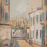 Utrillo, Maurice (1883-1955 Paris) "Rue Cortot á Montmartre,1950", Grafik, in der Platte sign., an den Rändern beschnitten, 32x24 cm, hinter Glas und Rahmen - photo 1