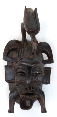 Alte afrikanische Maske "Senoufo", Holz geschnitzt, H. 26 cm - photo 1